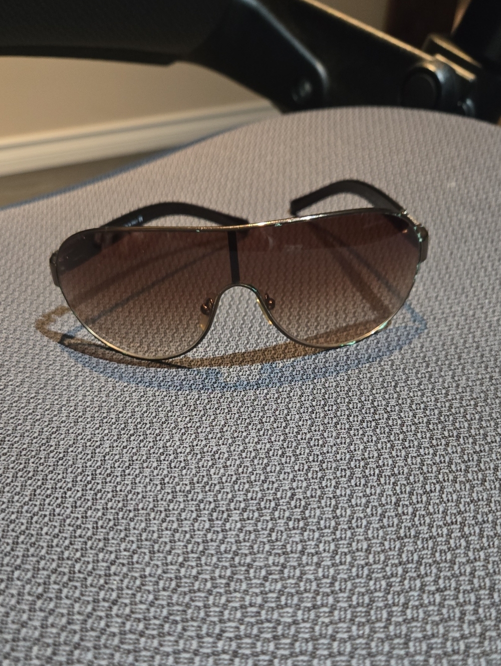 Versace Men's Shield Sunglasses - Brown Gradient Lenses with Gold Frame